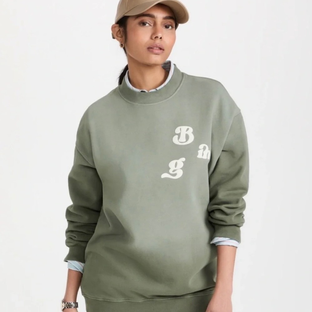 Anine‎ Bing Cody Sweatshirt Sage Green Vintage Wash Organic Cotton XS